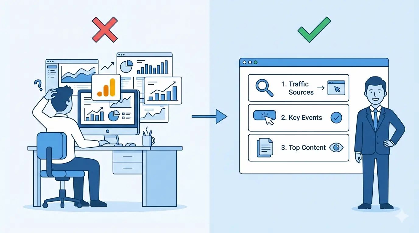 Google Analytics 4 (GA4) для новичков: какие 3 отчета реально нужны владельцу бизнеса
