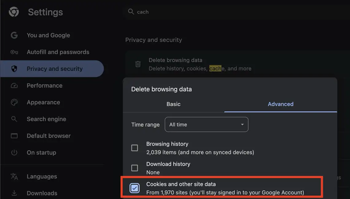 How to clear all coockies in Google Chrome