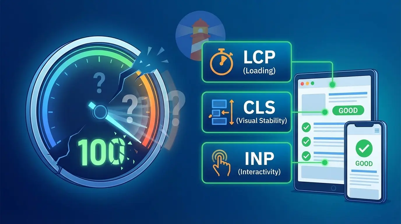 Google PageSpeed Insights: почему 100/100 баллов — это миф, и на какие метрики реально смотреть (LCP, CLS)